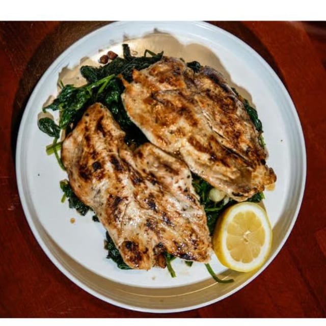 Grilled Chicken with Spinach.