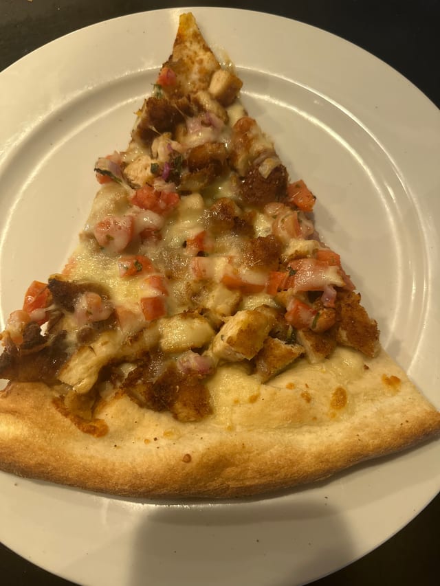Chicken Tomato Pizza Slice.