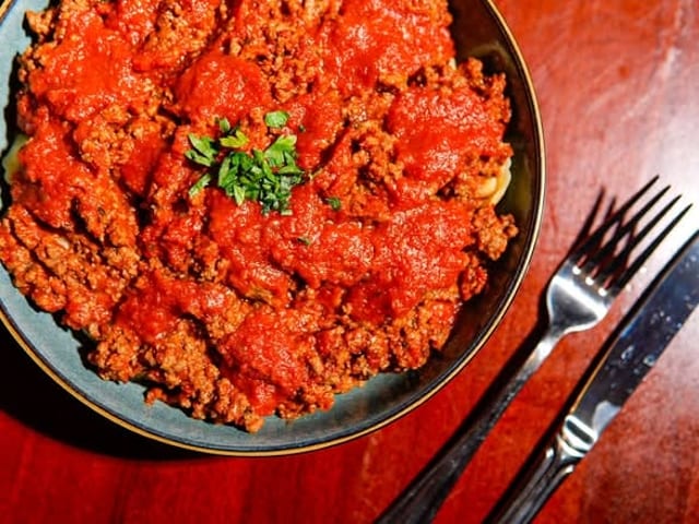 Baked Ziti Bolognese.